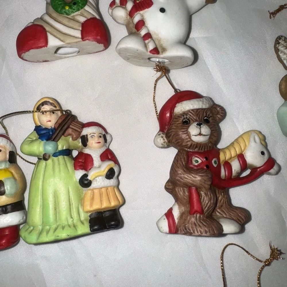 12 Various Vintage Ceramic Christmas‎ Ornaments